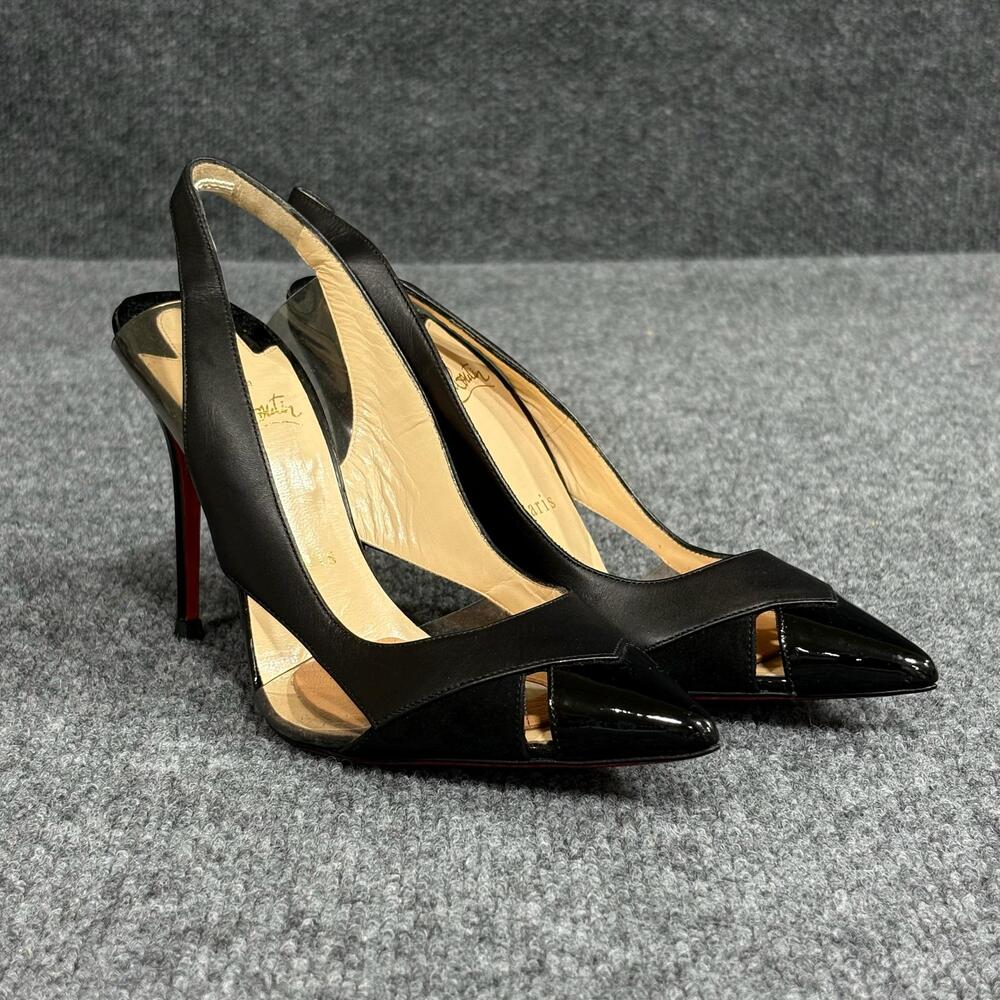 Christian Louboutin Air Chance Pump Womens 6 Black Slingback Italy Heels Shoes